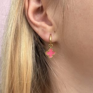 PENDIENTES TRÉBOL ROSA